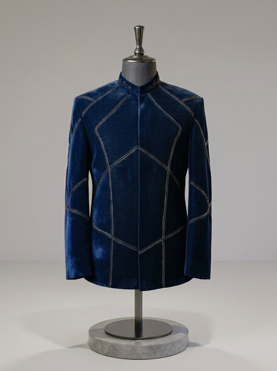 Premium Blue Velvet Hand Made Prince Coat
